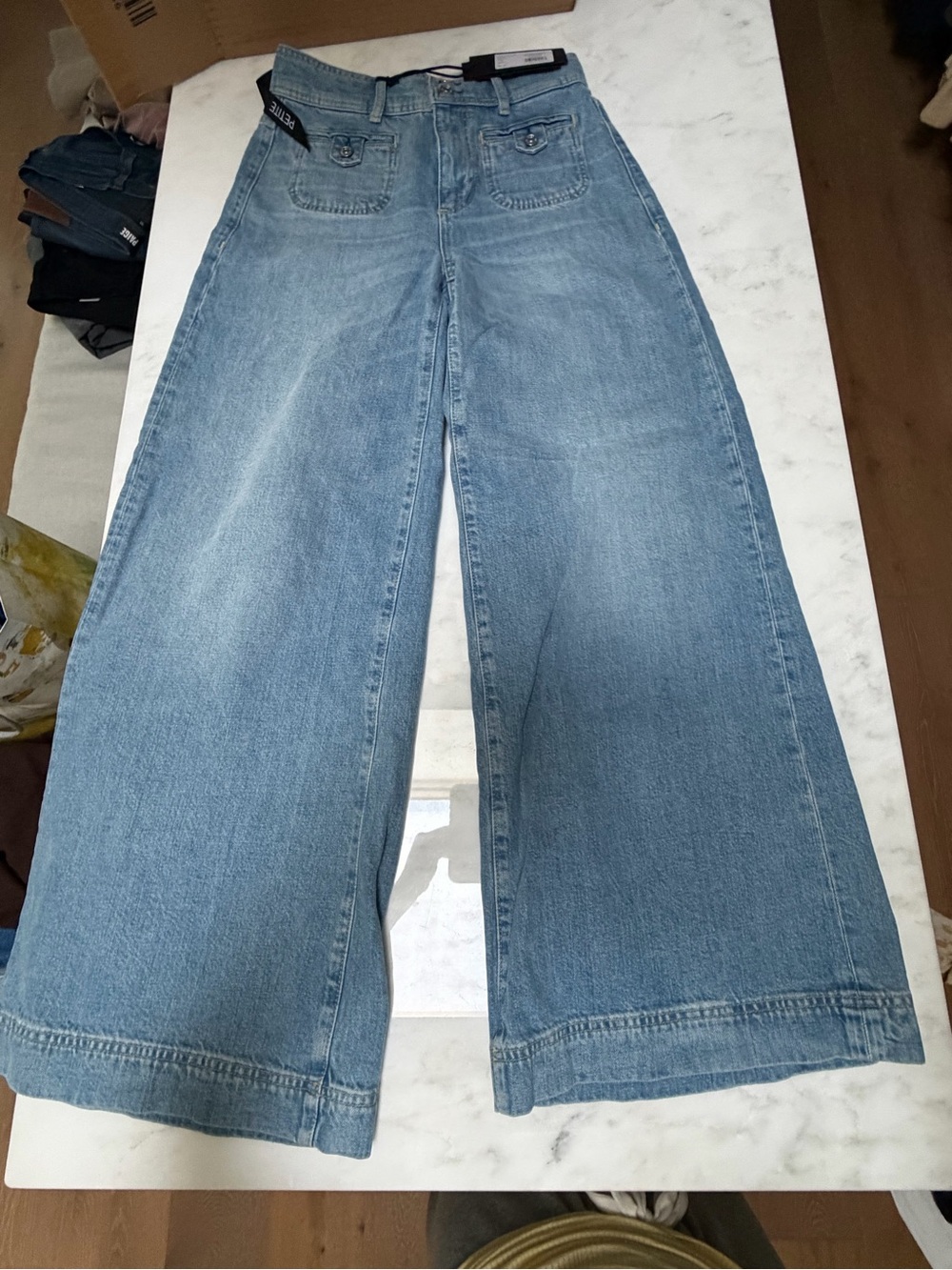 PAIGE Light Blue Wide-Leg High-Rise Jeans